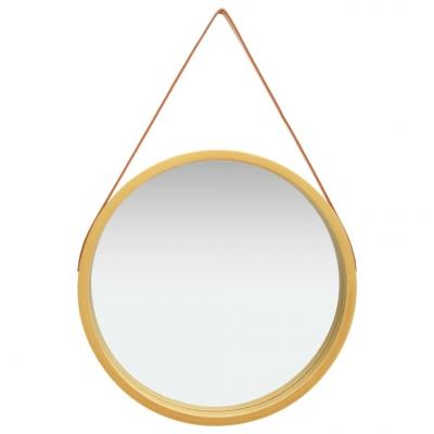 Emaga vidaxl lustro ścienne na pasku, 60 cm, złote