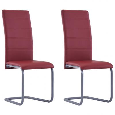 Emaga vidaxl krzesła stołowe, wspornikowe, 2 szt., czerwone, sztuczna skóra