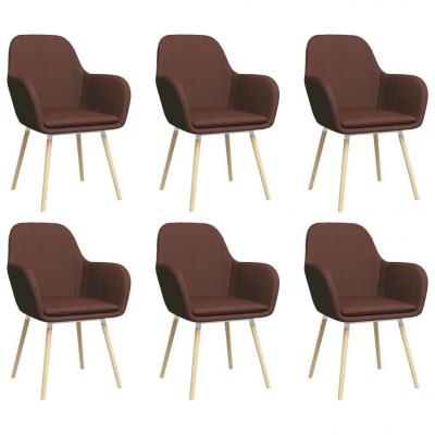 Emaga vidaxl krzesła stołowe z podłokietnikami, 6 szt., brązowe, tkanina