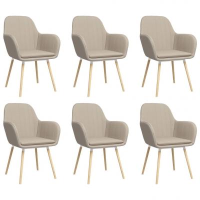 Emaga vidaxl krzesła stołowe z podłokietnikami, 6 szt., kremowe, tkanina