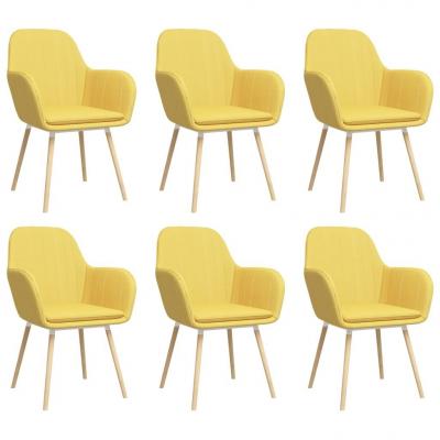 Emaga vidaxl krzesła stołowe z podłokietnikami, 6 szt., żółte, tkanina