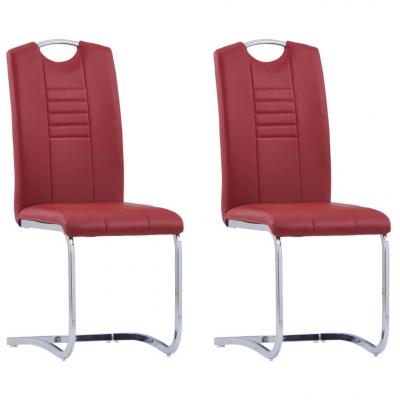 Emaga vidaxl krzesła stołowe, wspornikowe, 2 szt., czerwone, sztuczna skóra