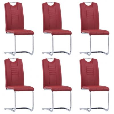 Emaga vidaxl krzesła stołowe, wspornikowe, 6 szt., czerwone, sztuczna skóra