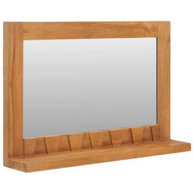 Emaga vidaxl lustro ścienne z półką, 60x12x40 cm, lite drewno tekowe