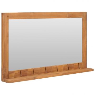 Emaga vidaxl lustro ścienne z półką, 100x12x60 cm, lite drewno tekowe