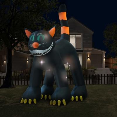 Emaga vidaxl nadmuchiwany czarny kot na halloween, z led, xxl, 6 m