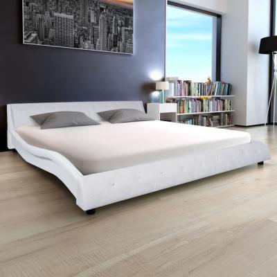 Emaga vidaxl łóżko z materacem, białe, sztuczna skóra, 180 x 200 cm