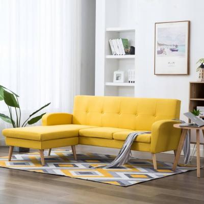 Emaga vidaxl sofa z leżanką, obita tkaniną, 186 x 136 x 79 cm, żółta