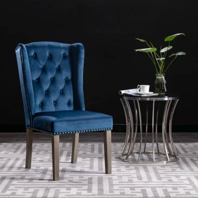 Emaga vidaxl krzesło stołowe, niebieskie, obite aksamitem