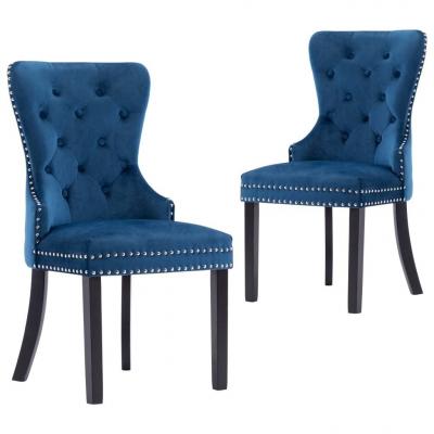 Emaga vidaxl krzesła stołowe, 2 szt., niebieskie, obite aksamitem
