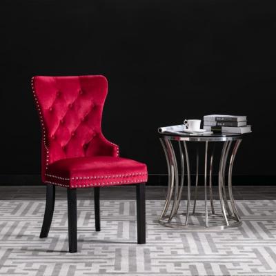 Emaga vidaxl krzesła stołowe, 2 szt., czerwone wino, obite aksamitem