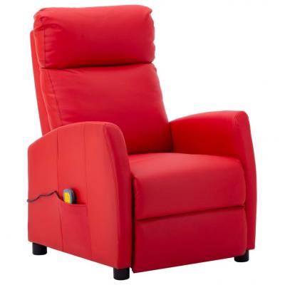 Emaga vidaxl rozkładany fotel masujący, czerwony, ekoskóra
