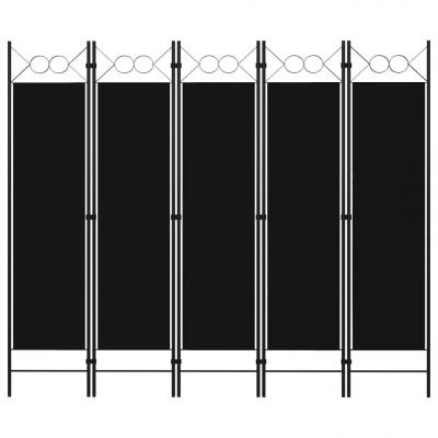 Emaga vidaxl parawan 5-panelowy, czarny, 200 x 180 cm
