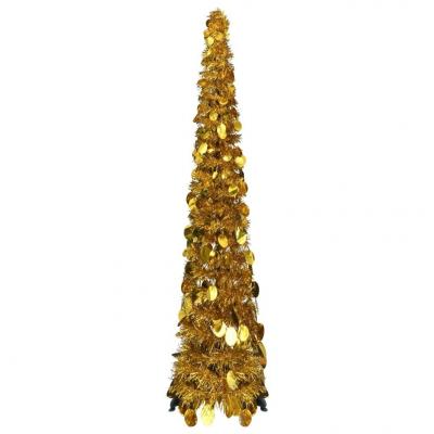 Emaga vidaxl składana, sztuczna choinka, złota, 129 cm, pet