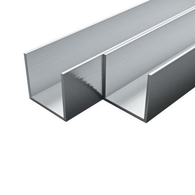 Emaga vidaxl aluminiowe profile u-kształtne, 4 szt., 1 m, 25x25x2 mm