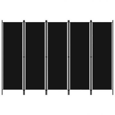 Emaga vidaxl parawan 5-panelowy, czarny, 250 x 180 cm