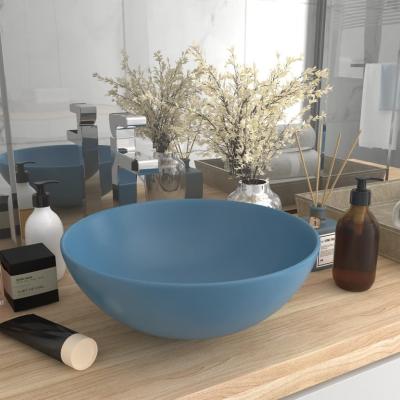 Emaga vidaxl umywalka łazienkowa, ceramiczna, jasnoniebieska, okrągła