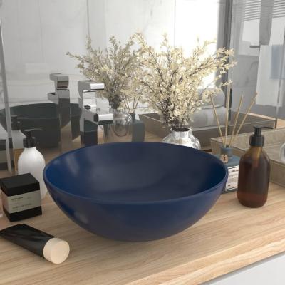 Emaga vidaxl umywalka łazienkowa, ceramiczna, ciemnoniebieska, okrągła