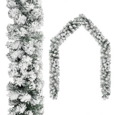 Emaga vidaxl świąteczna girlanda pokryta śniegiem, zielona, 5 m, pvc