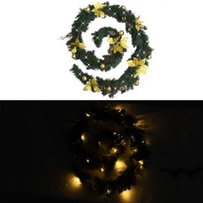 Emaga vidaxl świąteczna girlanda z lampkami led, zielona, 2,7 m, pvc
