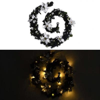 Emaga vidaxl świąteczna girlanda z lampkami led, czarna, 2,7 m, pvc