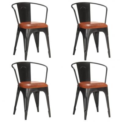 Emaga vidaxl krzesła stołowe, 4 szt., brązowe, skóra naturalna