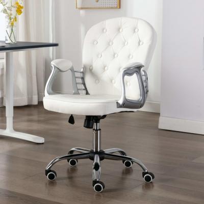 Emaga vidaxl obrotowe krzesło biurowe, białe, obite sztuczną skórą