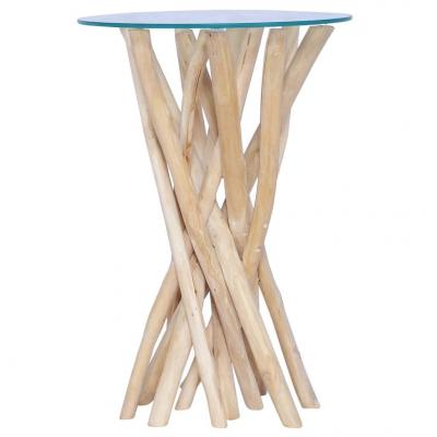 Emaga vidaxl stolik kawowy ze szklanym blatem, 35x35x50 cm, drewno tekowe