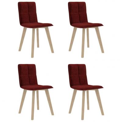 Emaga vidaxl krzesła stołowe, 4 szt., czerwone wino, tapicerowane tkaniną