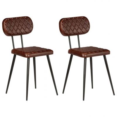 Emaga vidaxl krzesła stołowe, 2 szt., brązowe, skóra naturalna