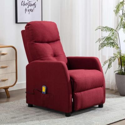 Emaga vidaxl rozkładany fotel masujący, winna czerwień, tapicerowany tkaniną