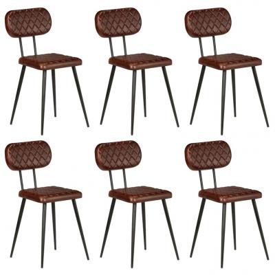 Emaga vidaxl krzesła stołowe, 6 szt., brązowe, skóra naturalna