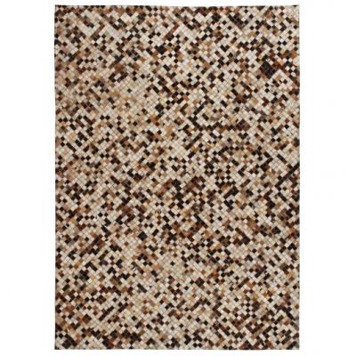 Emaga vidaxl patchworkowy dywan ze skóry bydlęcej, 120x170 cm, brązowo-biały