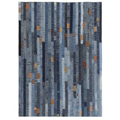 Emaga vidaxl patchworkowy dywanik z dżinsu, 80 x 150 cm, niebieski