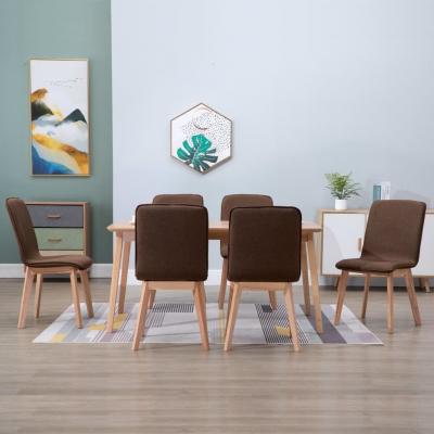 Emaga vidaxl krzesła stołowe, 6 szt., brązowe, tkanina i lity dąb
