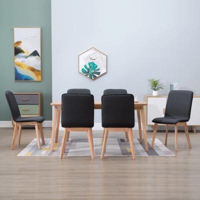 Emaga vidaxl krzesła stołowe, 6 szt., szare, tkanina i lity dąb