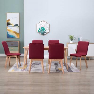Emaga vidaxl krzesła stołowe, 6 szt., czerwone, tkanina i lity dąb