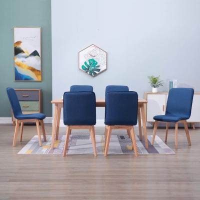 Emaga vidaxl krzesła stołowe, 6 szt., niebieskie, tkanina i lity dąb