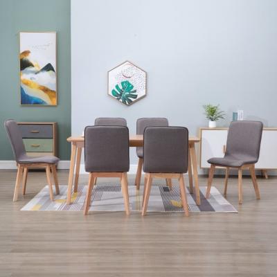 Emaga vidaxl krzesła stołowe, 6 szt., kolor taupe, tkanina i lity dąb
