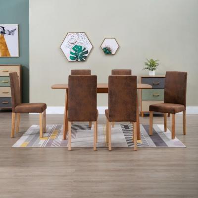 Emaga vidaxl krzesła stołowe, 6 szt., brązowe, sztuczna skóra zamszowa