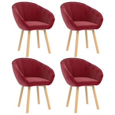Emaga vidaxl krzesła stołowe, 4 szt., winna czerwień, aksamitne