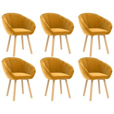 Emaga vidaxl krzesła stołowe, 6 szt., żółte, aksamitne