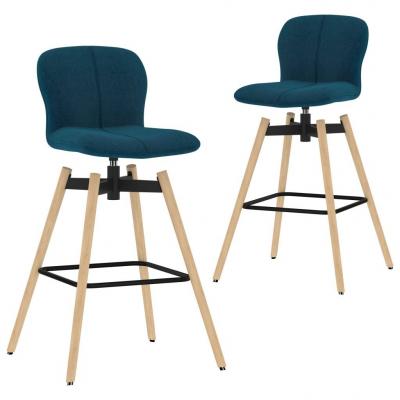 Emaga vidaxl obrotowe krzesła barowe, 2 szt., niebieskie, tkanina