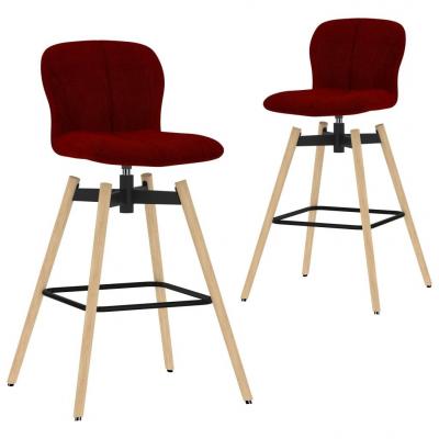 Emaga vidaxl obrotowe krzesła barowe, 2 szt., czerwone wino, tkanina