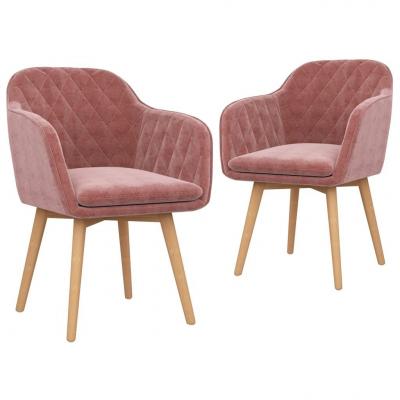 Emaga vidaxl krzesła stołowe, 2 szt., różowe, obite aksamitem