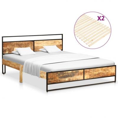 Emaga vidaxl rama łóżka, lite drewno mango i sosnowe, 160x200 cm
