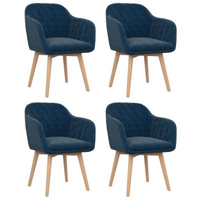 Emaga vidaxl krzesła stołowe, 4 szt., niebieskie, aksamitne