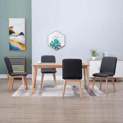 Emaga vidaxl krzesła stołowe, 4 szt., szare, tkanina i lity dąb