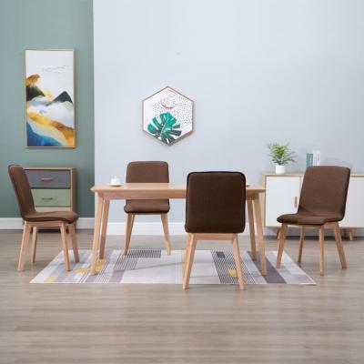 Emaga vidaxl krzesła stołowe, 4 szt., brązowe, tkanina i lity dąb