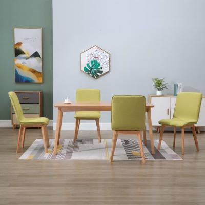 Emaga vidaxl krzesła stołowe, 4 szt., zielone, tkanina i lity dąb